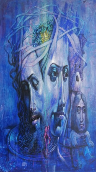 Картина под названием "Salomé y el Bautista" - Osvaldo Cantillo, Подлинное произведение искусства, Акрил Установлен на Дерев…