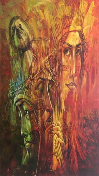 Painting titled "AMAZONÍA" by Osvaldo Cantillo, Original Artwork, Acrylic Mounted on Wood Stretcher frame