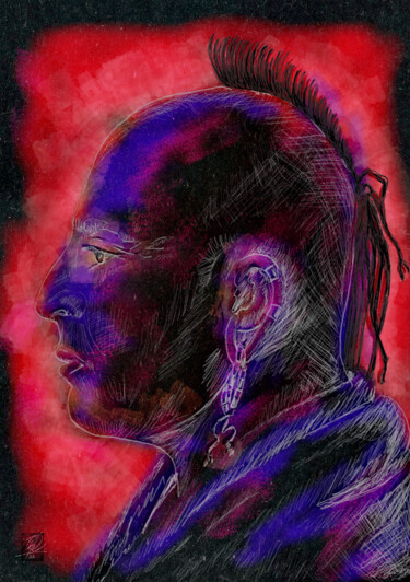 Digitale Kunst getiteld "Native Chief IV" door Osvaldo Russo, Origineel Kunstwerk, Acryl