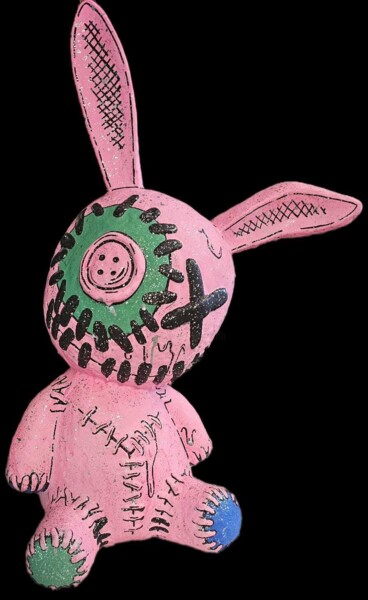 Sculpture titled "Pink rabbit" by Otakar Horáček, Original Artwork, Resin