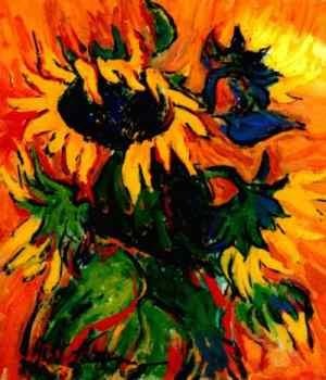 Painting titled "Sunflowers" by Maria Otetelesanu, Original Artwork