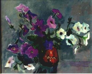 Painting titled "Petunias" by Maria Otetelesanu, Original Artwork