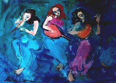 Painting titled "Singers" by Maria Otetelesanu, Original Artwork