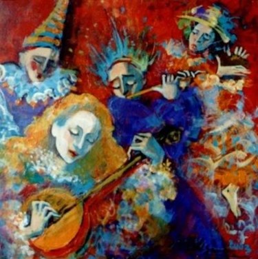 Painting titled "Singers" by Maria Otetelesanu, Original Artwork