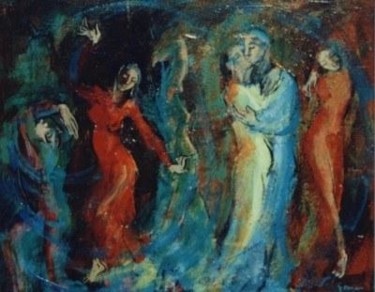 Painting titled "Lovers" by Maria Otetelesanu, Original Artwork