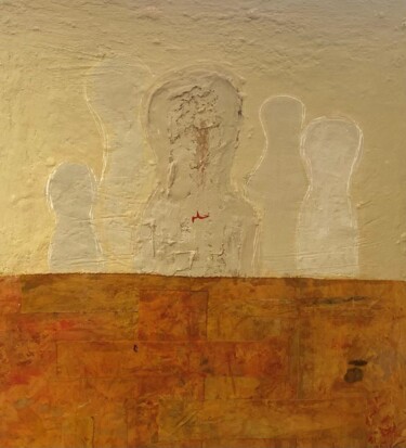 Painting titled "Hulm - En famille" by Othmane Tagmouti (TAG), Original Artwork, Acrylic Mounted on Wood Panel