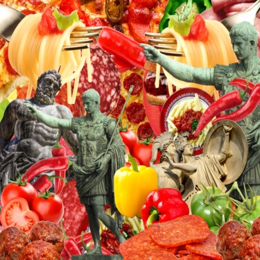 Collages intitolato "ITALIAN FOOD OF THE…" da Otis Porritt, Opera d'arte originale, Stampa digitale