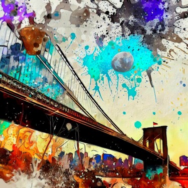 Цифровое искусство под названием "BROOKLYN BRIDGE 7" - Otis Porritt, Подлинное произведение искусства, Цифровой коллаж