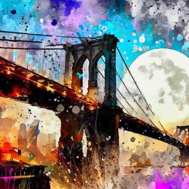 数字艺术 标题为“BROOKLYN BRIDGE 8” 由Otis Porritt, 原创艺术品, 数字拼贴