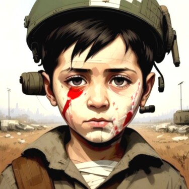 Digital Arts titled "AFGHANI WAR CHILD 2" by Otis Porritt, Original Artwork, Digital Painting
