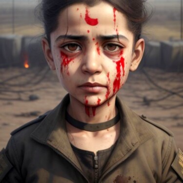 Digital Arts titled "AFGHANI WAR CHILD 7" by Otis Porritt, Original Artwork, 2D Digital Work