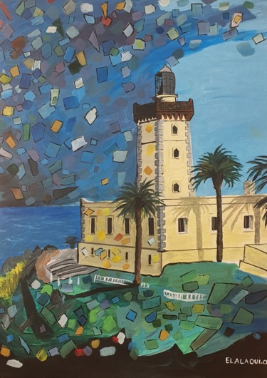 Pintura titulada "Phare de Tanger" por Otmane El Alaoui, Obra de arte original, Acrílico Montado en Bastidor de camilla de m…