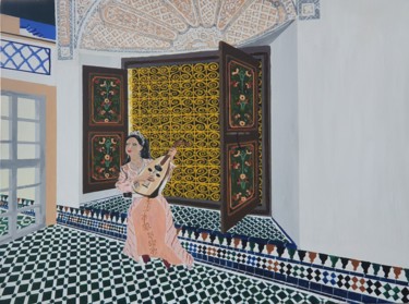 Painting titled "Palais Bahia" by Otmane El Alaoui, Original Artwork, Acrylic