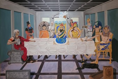 Malerei mit dem Titel "le dernier repas d'…" von Otmane El Alaoui, Original-Kunstwerk, Acryl