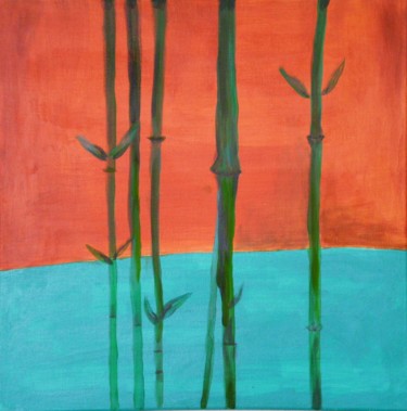 Painting titled "Bambus 1" by Karin Ott-Hofmann (KarOtt), Original Artwork, Acrylic