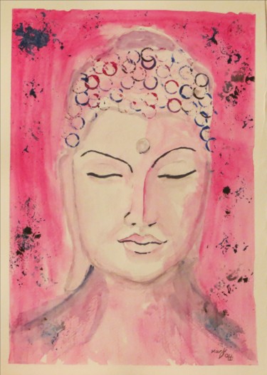 Malerei mit dem Titel "Bodhisattva" von Karin Ott-Hofmann (KarOtt), Original-Kunstwerk, Aquarell