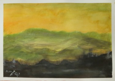 Malerei mit dem Titel "Berge" von Karin Ott-Hofmann (KarOtt), Original-Kunstwerk, Aquarell