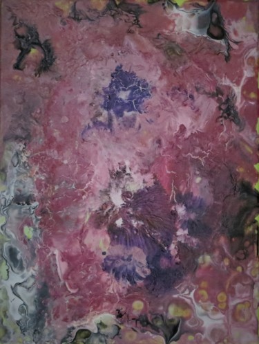 Painting titled "Lila Blumen" by Karin Ott-Hofmann (KarOtt), Original Artwork, Acrylic