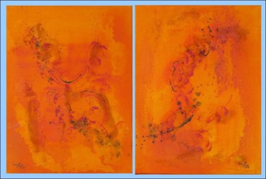 Malerei mit dem Titel "Fantasie in orange" von Karin Ott-Hofmann (KarOtt), Original-Kunstwerk, Acryl