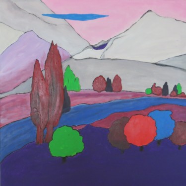 Malerei mit dem Titel "Lila Land" von Karin Ott-Hofmann (KarOtt), Original-Kunstwerk, Acryl