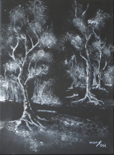 Painting titled "Wald1" by Karin Ott-Hofmann (KarOtt), Original Artwork, Acrylic