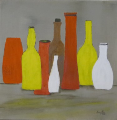 Painting titled "Flaschen" by Karin Ott-Hofmann (KarOtt), Original Artwork, Acrylic