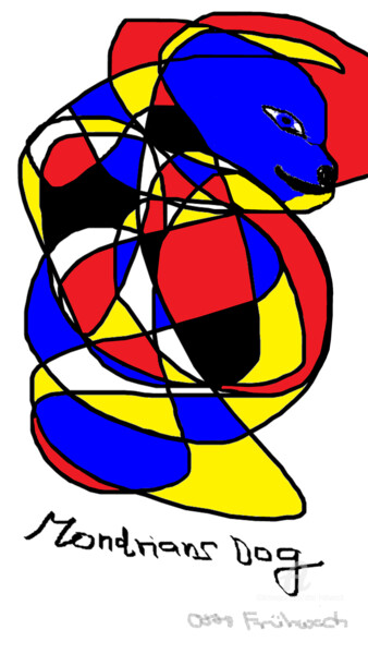 Arte digitale intitolato "Mondrians Dog" da Otto Frühwach, Opera d'arte originale, Pittura digitale