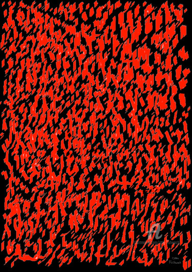 Digitale Kunst mit dem Titel "Schrift-Wesen" von Otto Frühwach, Original-Kunstwerk, Digitale Malerei