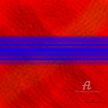 Painting titled "BLUE OVER RED" by Otto Frühwach, Original Artwork, Digital Painting Mounted on Wood Stretcher frame