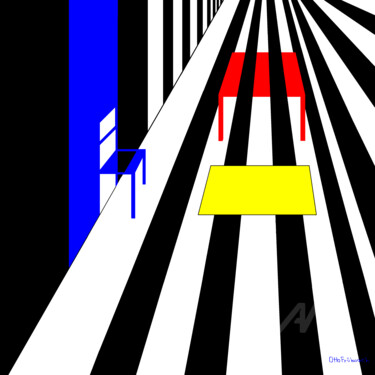Der blaue Stuhl Digitale Kunst mit dem Titel "Der blaue Stuhl" von Otto Frühwach, Original-Kunstwerk, Digitale Malerei