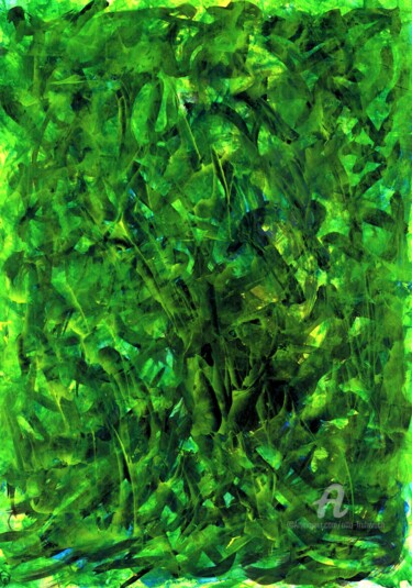 Malerei mit dem Titel "Tief im Wald" von Otto Frühwach, Original-Kunstwerk, Acryl