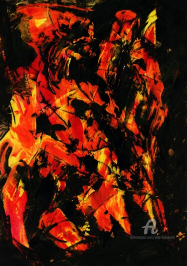 Peinture intitulée "Tanz der Feuerwesen" par Otto Frühwach, Œuvre d'art originale, Acrylique