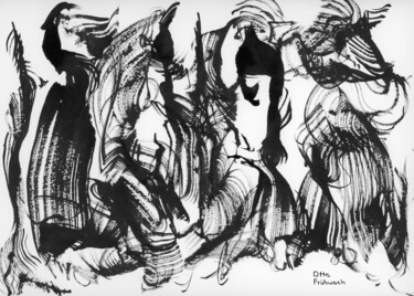 Malerei mit dem Titel "Die Brautjungfern-T…" von Otto Frühwach, Original-Kunstwerk, Tinte
