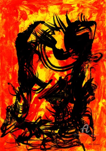 Peinture intitulée "Devil's Dance" par Otto Frühwach, Œuvre d'art originale, Encre