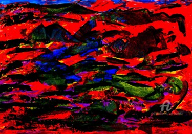 Картина под названием "Colourful Landscape…" - Otto Frühwach, Подлинное произведение искусства, Цифровая печать Установлен н…