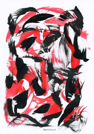 Painting titled "Red & Black Edition…" by Otto Frühwach, Original Artwork, Ink