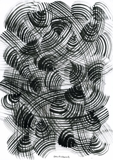Malerei mit dem Titel "Circling Thoughts -…" von Otto Frühwach, Original-Kunstwerk, Tinte