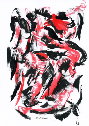 Peinture intitulée "Red & Black Edition…" par Otto Frühwach, Œuvre d'art originale, Encre