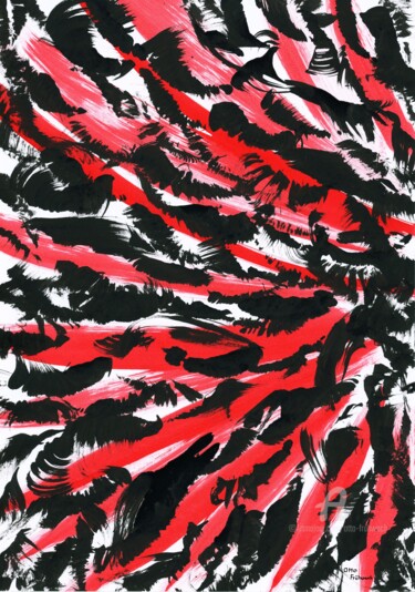 Malerei mit dem Titel "Red & Black Edition…" von Otto Frühwach, Original-Kunstwerk, Tinte