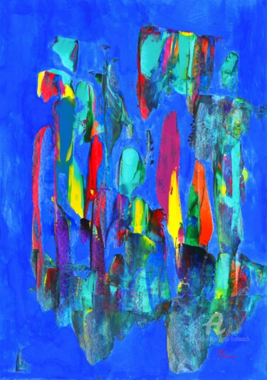 Painting titled "Colourful Rocks - R…" by Otto Frühwach, Original Artwork, Digital Print Mounted on Wood Stretcher frame