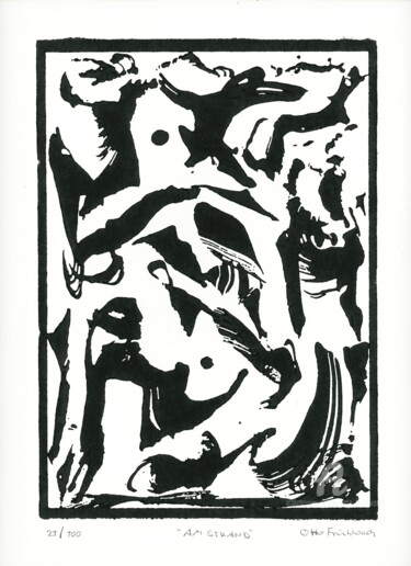 Printmaking titled "Original Holzschnit…" by Otto Frühwach, Original Artwork, Xylography