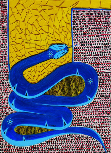 Painting titled "BLUE SNAKE" by Otzkeltal, Original Artwork, Acrylic