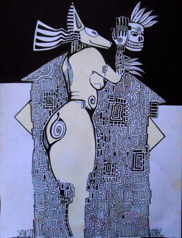 Drawing titled "ANUPET" by Otzkeltal, Original Artwork, Ink