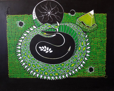 Pintura titulada "Serpent uni-vert" por Otzkeltal, Obra de arte original, Acrílico