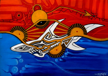 Картина под названием "SUN SHARK" - Otzkeltal, Подлинное произведение искусства, Акрил