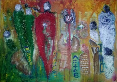 Painting titled "La guerre" by Ouarda Algéria, Original Artwork, Acrylic