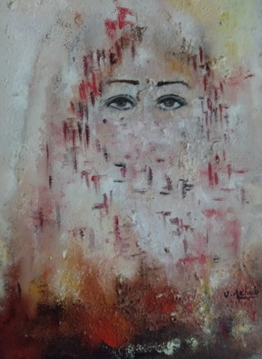 Картина под названием "Regard" - Ouiza Achab, Подлинное произведение искусства, Масло