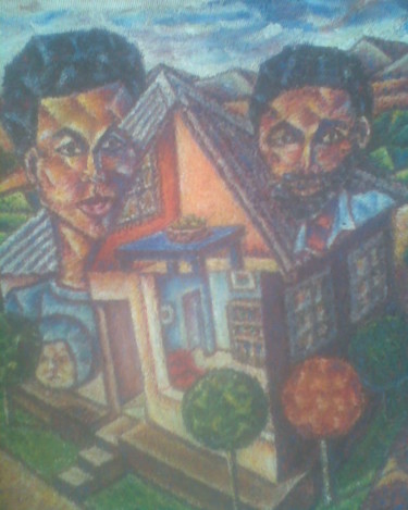 Malerei mit dem Titel "Family Portrait." von Ouma Fred, Original-Kunstwerk, Öl
