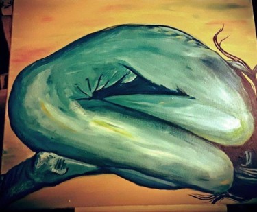Painting titled "bleu" by Oumayma Khefifi, Original Artwork