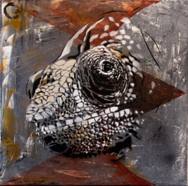 Painting titled "Caméléon (chameleon)" by Ouroboros, Original Artwork, Acrylic